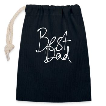 BEST DAD HANDWRITTEN WHITE - Closable cotton gift bag (14x20cm) - navy - Front