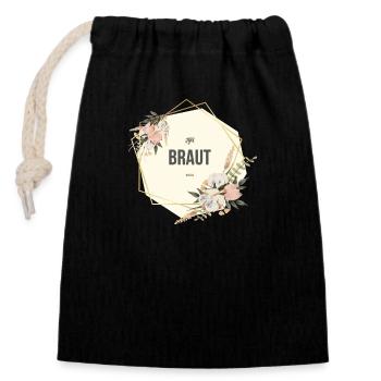 Braut Outfit JGA Boho floral - Verschließbarer Geschenkbeutel aus Baumwolle (14x20cm) - Schwarz - Vorne