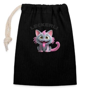 Treat Cat Monster - Closable cotton gift bag (14x20cm) - black - Front