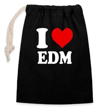 I Love EDM Heart Funny Witty - Closable cotton gift bag (14x20cm) - black - Front
