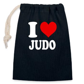 J’aime le judo coeur drôle plein d’ - Sac cadeau en coton avec cordon (14 x 20 cm) - bleu marine - Devant