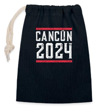 Jours fériés Cancún 2024 - Sac cadeau en coton avec cordon (14 x 20 cm) - bleu marine - Devant