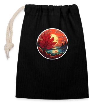 Maple leaf at sunset - Closable cotton gift bag (14x20cm) - black - Front
