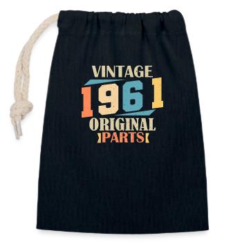 Monat 1961. 1961 Geburtstagsgeschenk. 63 Jahre alt Birt - Verschließbarer Geschenkbeutel aus Baumwolle (14x20cm) - Navy - Vorne