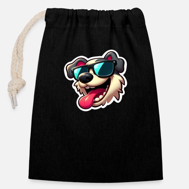 Cool doggy - Closable cotton gift bag (14x20cm) - black