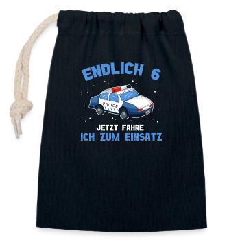 6 Anniversaire Police 6 ans - Sac cadeau en coton avec cordon (14 x 20 cm) - bleu marine - Devant