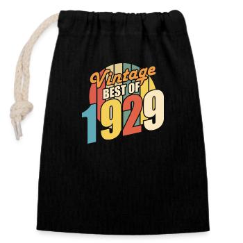 Jahrgang 1929 Best of 1929 - Annif 95 Jahre - Verschließbarer Geschenkbeutel aus Baumwolle (14x20cm) - Schwarz - Vorne