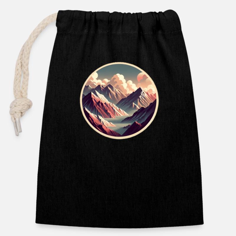 Puits de terre - Sac cadeau en coton avec cordon (14 x 20 cm) - noir