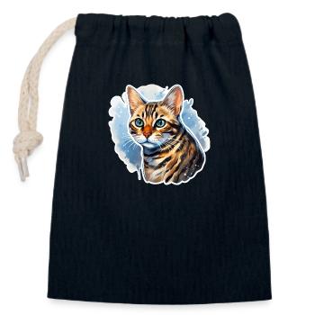Katze bengalisch - Verschließbarer Geschenkbeutel aus Baumwolle (14x20cm) - Navy - Vorne