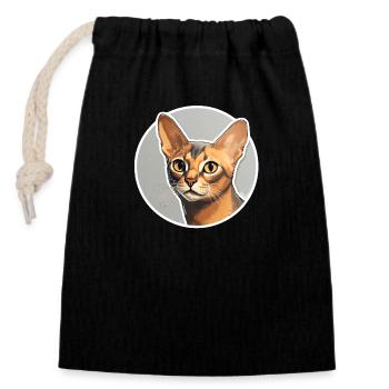 Abyssinian Cat Head - Closable cotton gift bag (14x20cm) - black - Front