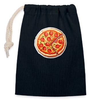 Salami à pizza bien garni - Sac cadeau en coton avec cordon (14 x 20 cm) - bleu marine - Devant