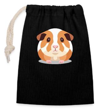 Guinea Pig Cute Brown White - Closable cotton gift bag (14x20cm) - black - Front