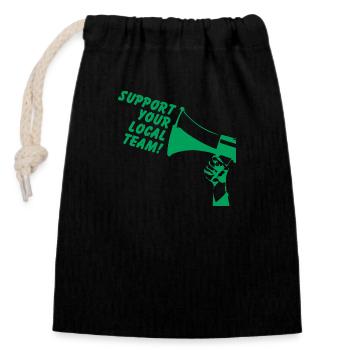 Support your local team Grönsvart - Closable cotton gift bag (14x20cm) - black - Front
