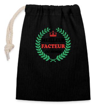 MEILLEUR FACTEUR DU MONDE - Sac cadeau en coton avec cordon (14 x 20 cm) - noir - Devant