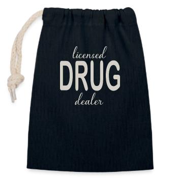 licensed drug dealer - Closable cotton gift bag (14x20cm) - navy - Front