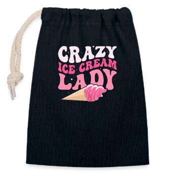 Crazy Ice Cream Lady Summer Scoop Cone - Closable cotton gift bag (14x20cm) - navy - Front
