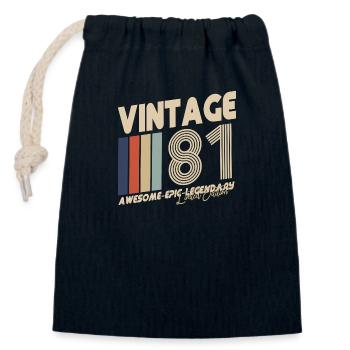 1981 - Closable cotton gift bag (14x20cm) - navy - Front