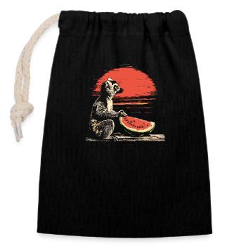 Lémurien Lémurien à queue annelée Lémurien de Madagascar animal pastèque - Sac cadeau en coton avec cordon (14 x 20 cm) - noir - Devant