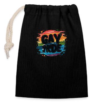 Gay Pride - LGBTQIA+ - LGBT - Sac cadeau en coton avec cordon (14 x 20 cm) - noir - Devant