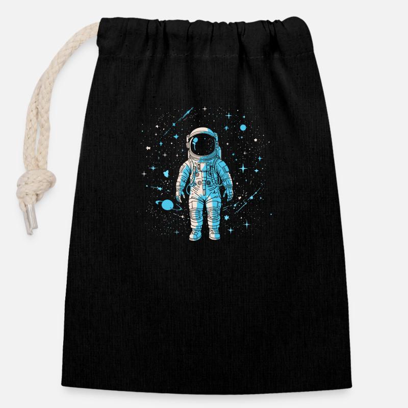 Astronaut - Verschließbarer Geschenkbeutel aus Baumwolle (14x20cm) - Schwarz