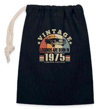 Vintage 1975 Legend Born - Closable cotton gift bag (14x20cm) - navy - Front