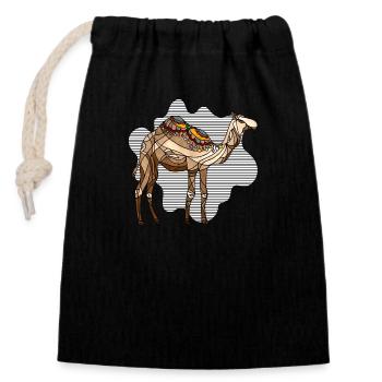 Chameau - Sac cadeau en coton avec cordon (14 x 20 cm) - noir - Devant