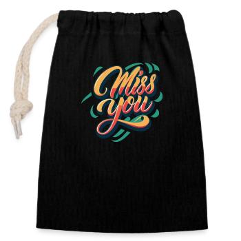 Miss You Boldly - Closable cotton gift bag (14x20cm) - black - Front