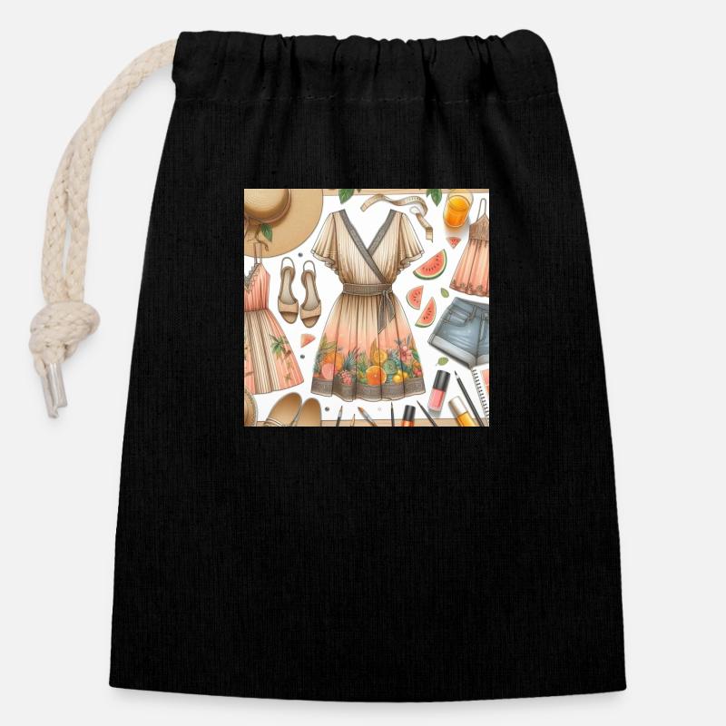 Look du jour. - Sac cadeau en coton avec cordon (14 x 20 cm) - noir
