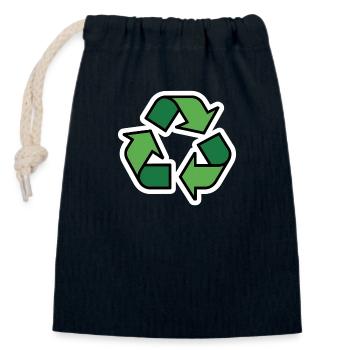 Recycling - Closable cotton gift bag (14x20cm) - navy - Front