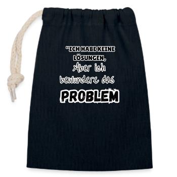 "Problem solution" - Closable cotton gift bag (14x20cm) - navy - Front