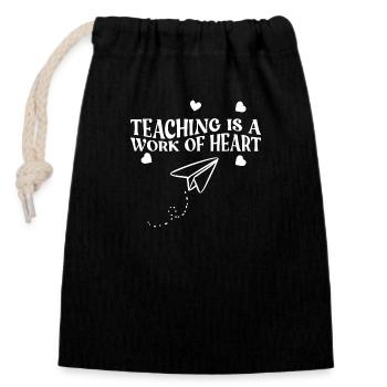 Teacher is unique work - Closable cotton gift bag (14x20cm) - black - Front