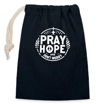 Pray Hope and Don’t Worry - Closable cotton gift bag (14x20cm) - navy - Front