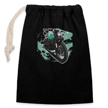 Bobber // Custom // Motorcycle - Closable cotton gift bag (14x20cm) - black - Front