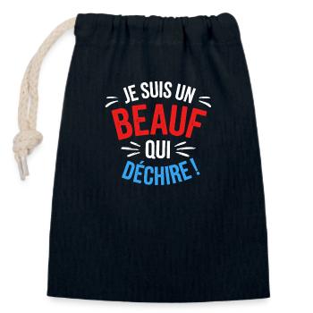 Je suis un beauf qui déchire - Sac cadeau en coton avec cordon (14 x 20 cm) - bleu marine - Devant