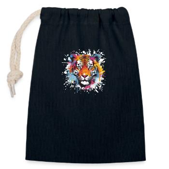 tiger animal wildlife - Verschließbarer Geschenkbeutel aus Baumwolle (14x20cm) - Navy - Vorne