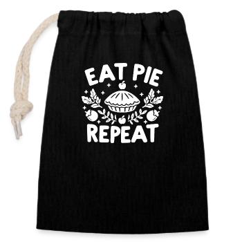 Eat Pie Repeat - Closable cotton gift bag (14x20cm) - black - Front