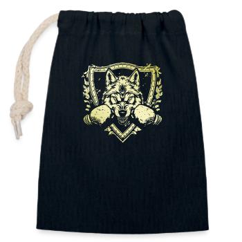 Wolf Boxer - Closable cotton gift bag (14x20cm) - navy - Front