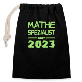Mathe 2023 - Verschließbarer Geschenkbeutel aus Baumwolle (14x20cm) - Schwarz - Vorne