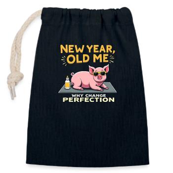 Blague sarcastique - Nouvel An - Sac cadeau en coton avec cordon (14 x 20 cm) - bleu marine - Devant