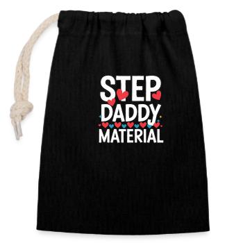 Step Daddy Material 15 - Verschließbarer Geschenkbeutel aus Baumwolle (14x20cm) - Schwarz - Vorne