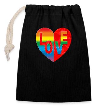 Heart - Closable cotton gift bag (14x20cm) - black - Front