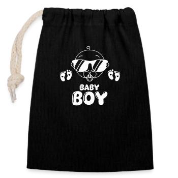 baby boy - Closable cotton gift bag (14x20cm) - black - Front