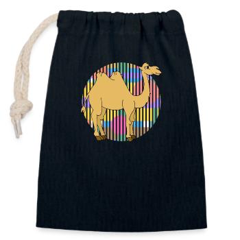 Camel - Closable cotton gift bag (14x20cm) - navy - Front