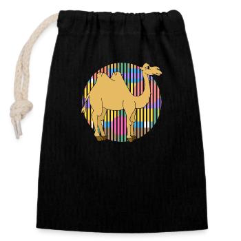 Chameau - Sac cadeau en coton avec cordon (14 x 20 cm) - noir - Devant
