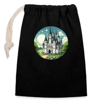 Fairytale castle white - Closable cotton gift bag (14x20cm) - black - Front
