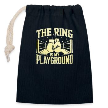 L’anneau est mon terrain de jeu Boxer Sports Gym Athlète - Sac cadeau en coton avec cordon (14 x 20 cm) - bleu marine - Devant