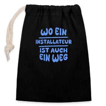 Installer as Installer - Closable cotton gift bag (14x20cm) - black - Front