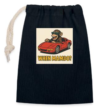 Bitcoin meets Monkey Joe - Closable cotton gift bag (14x20cm) - navy - Front