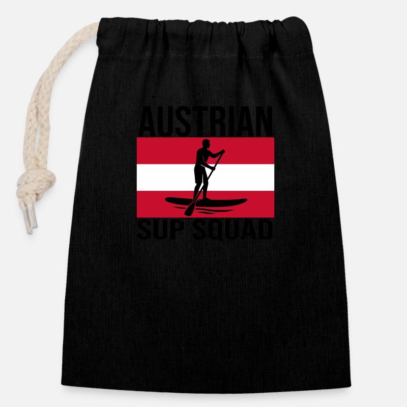 Austrian SUP Crew Paddle Shirt - Closable cotton gift bag (14x20cm) - black