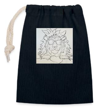 Lion : Amour avec le cœur - Sac cadeau en coton avec cordon (14 x 20 cm) - bleu marine - Devant